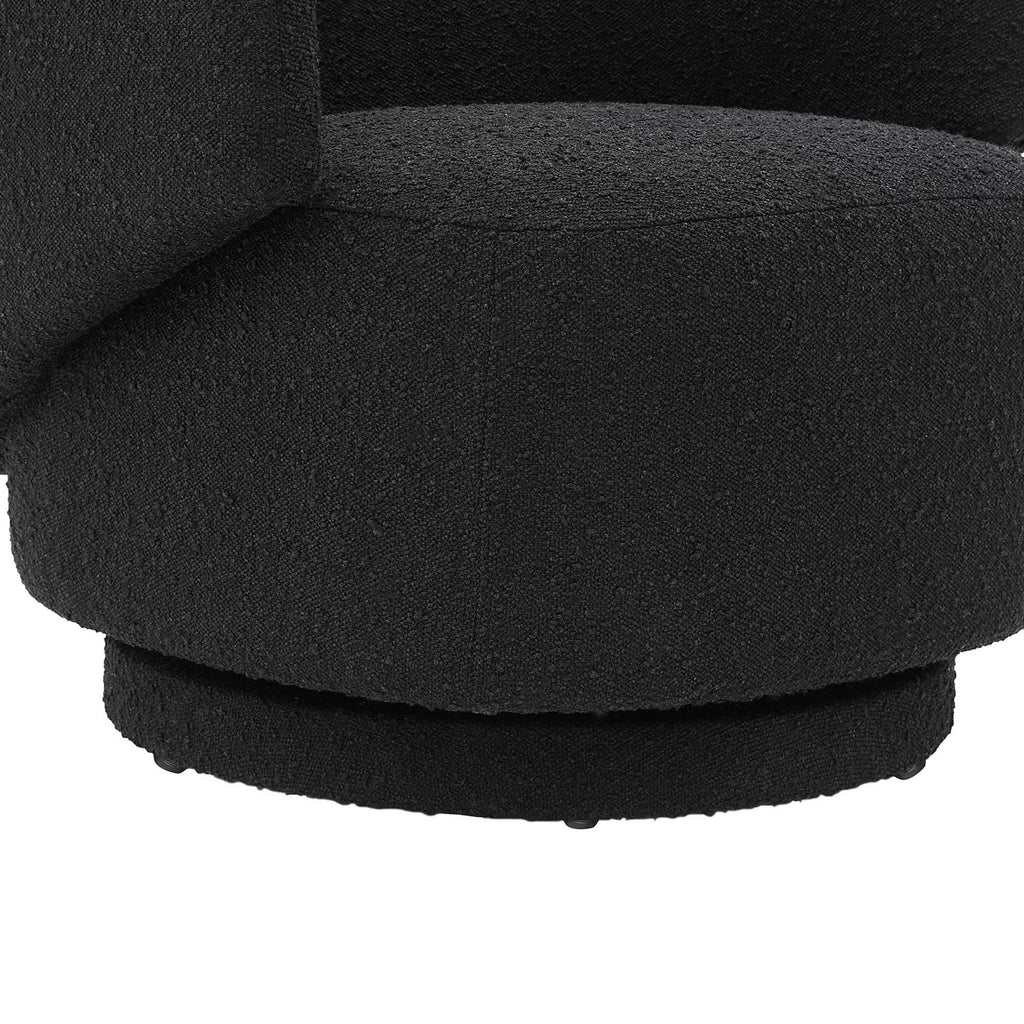 Celestia Boucle Fabric Swivel Chair - Black