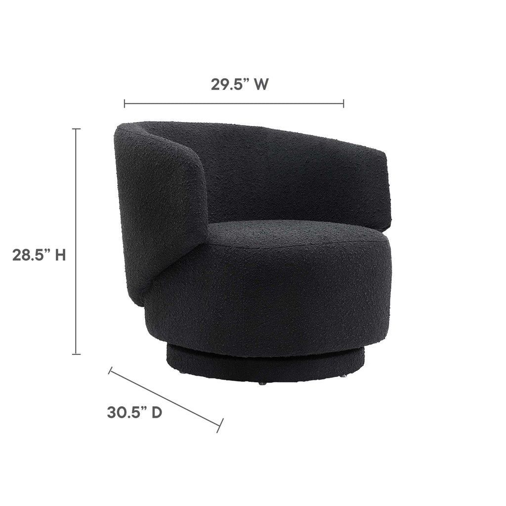 Celestia Boucle Fabric Swivel Chair - Black