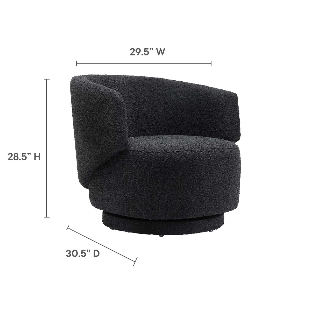 Celestia Boucle Fabric Swivel Chair - Black