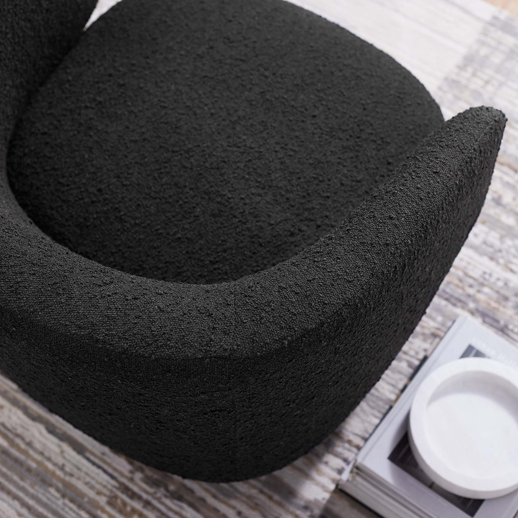 Celestia Boucle Fabric Swivel Chair - Black