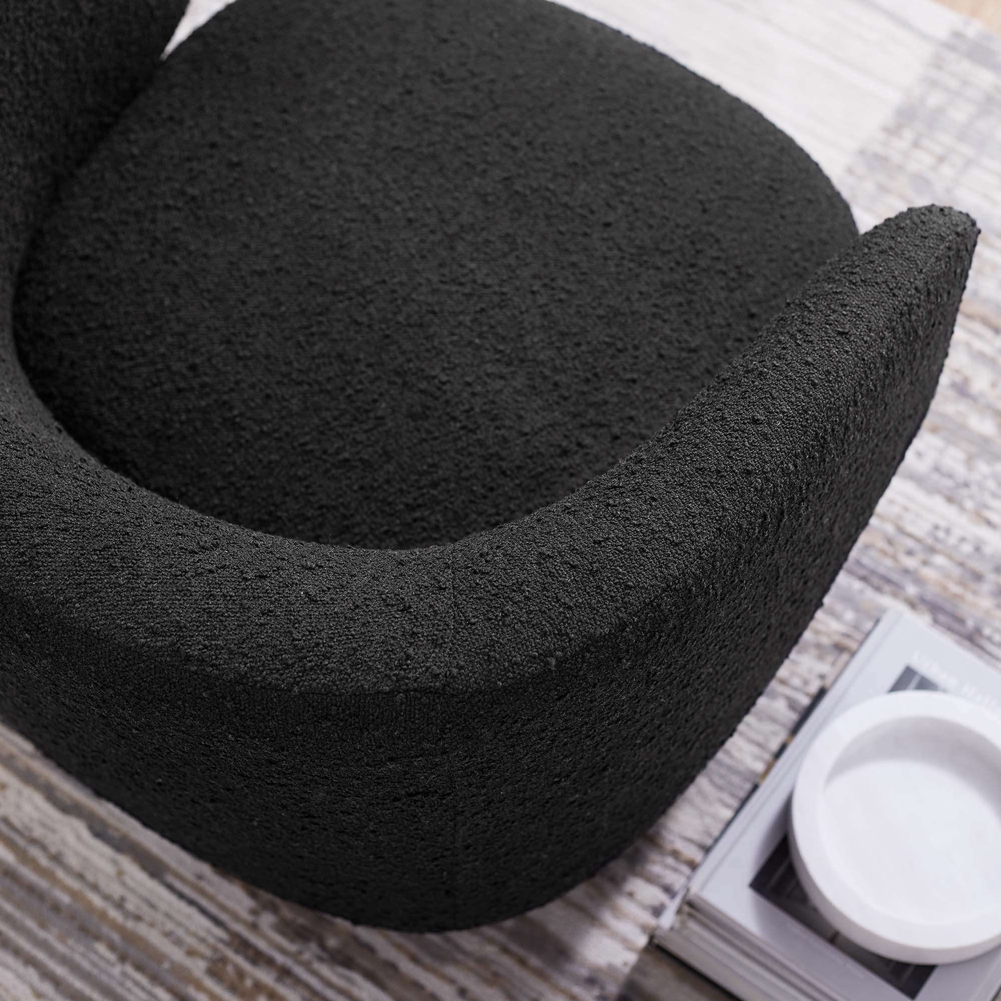 Celestia Boucle Fabric Swivel Chair - Black