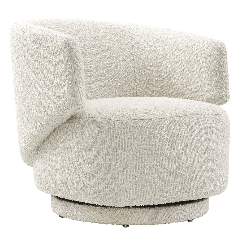 Celestia Boucle Fabric Swivel Chair - Ivory