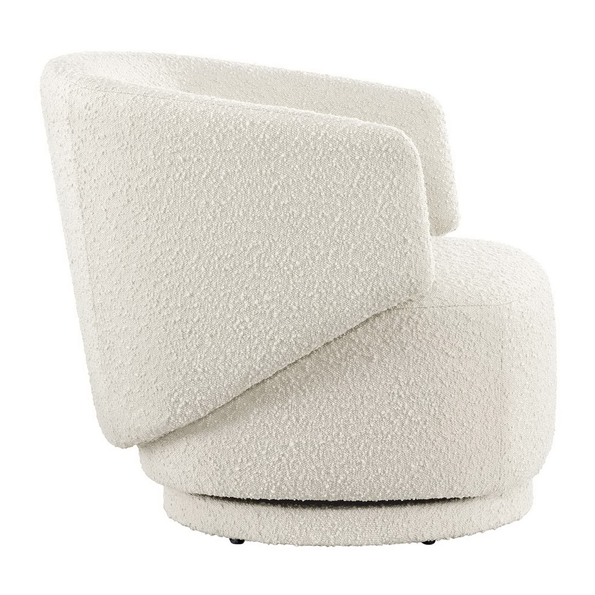 Celestia Boucle Fabric Swivel Chair - Ivory