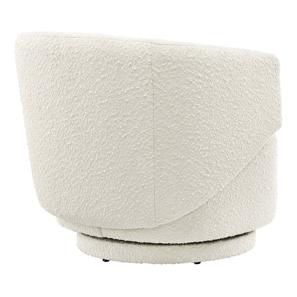 Celestia Boucle Fabric Swivel Chair - Ivory