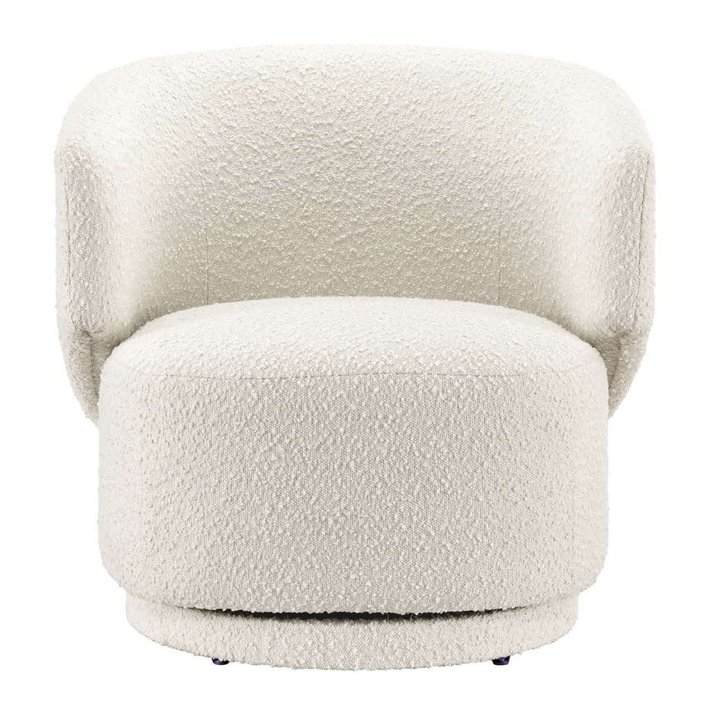 Celestia Boucle Fabric Swivel Chair - Ivory