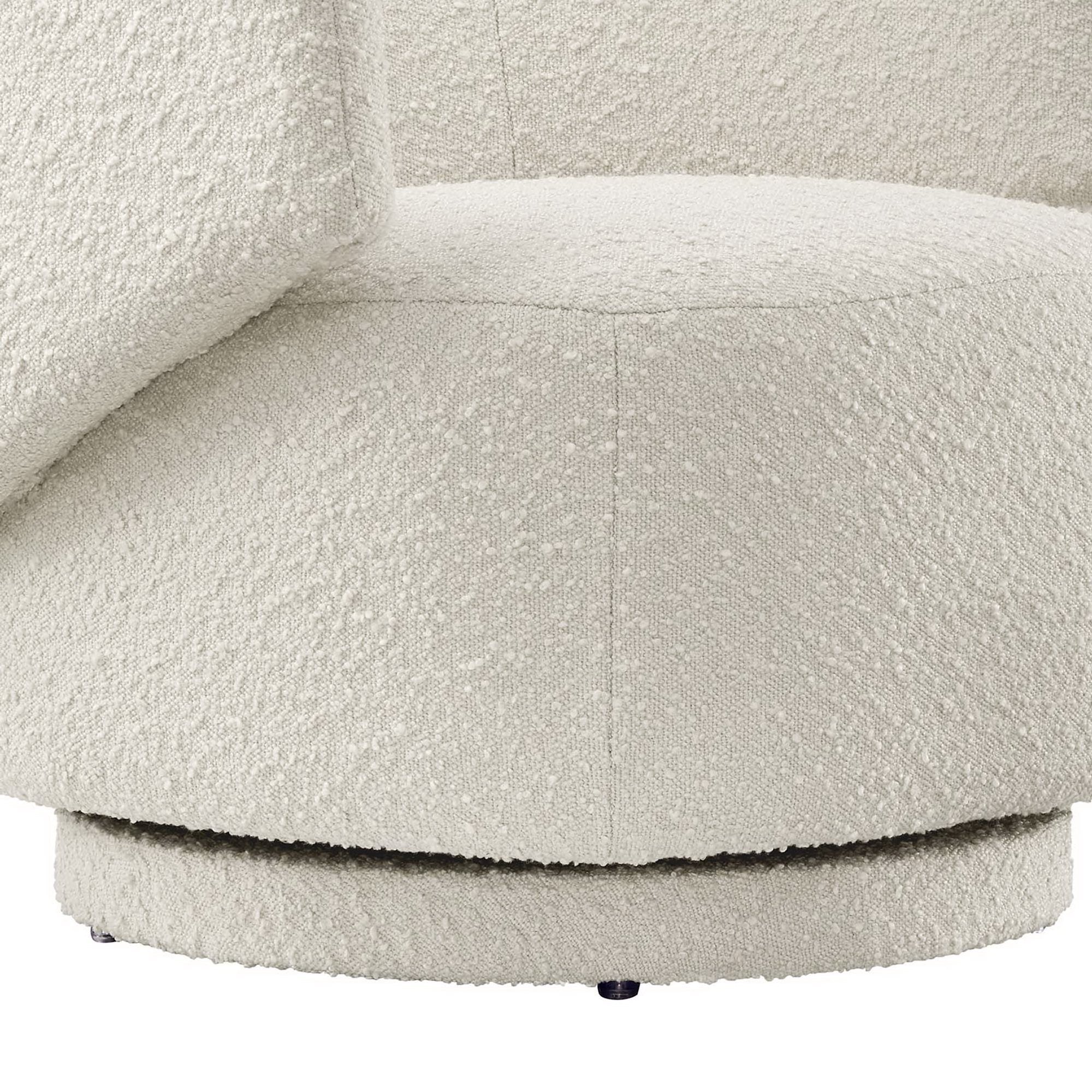 Celestia Boucle Fabric Swivel Chair - Ivory