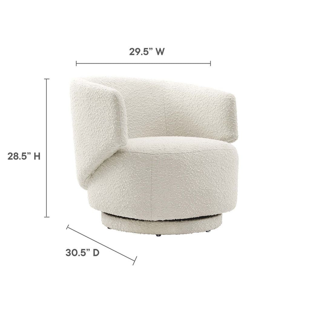 Celestia Boucle Fabric Swivel Chair - Ivory