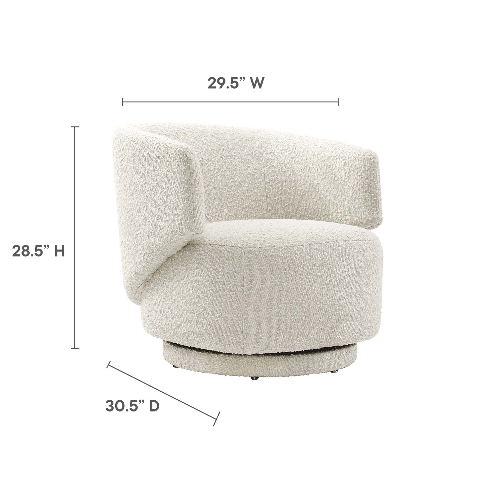 Celestia Boucle Fabric Swivel Chair - Ivory
