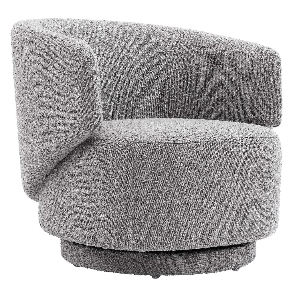 Celestia Boucle Fabric Swivel Chair - Light Gray