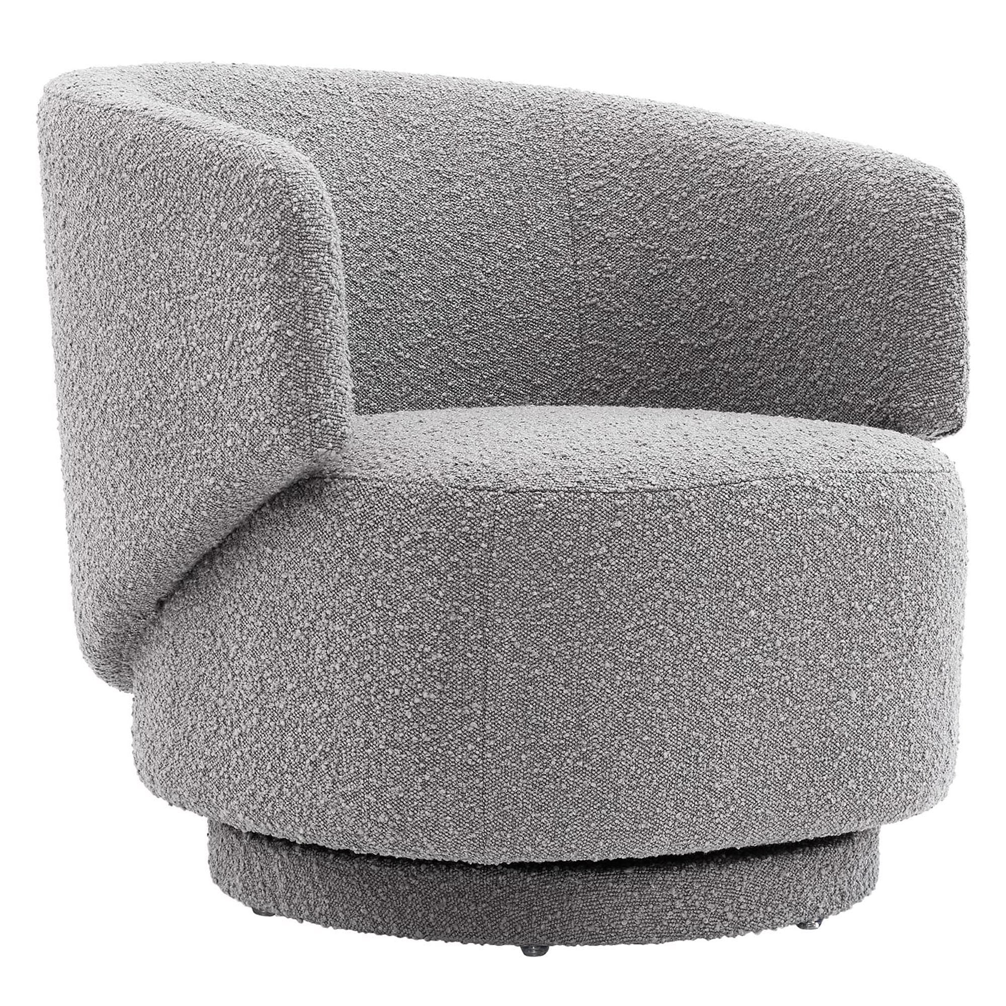 Celestia Boucle Fabric Swivel Chair - Light Gray