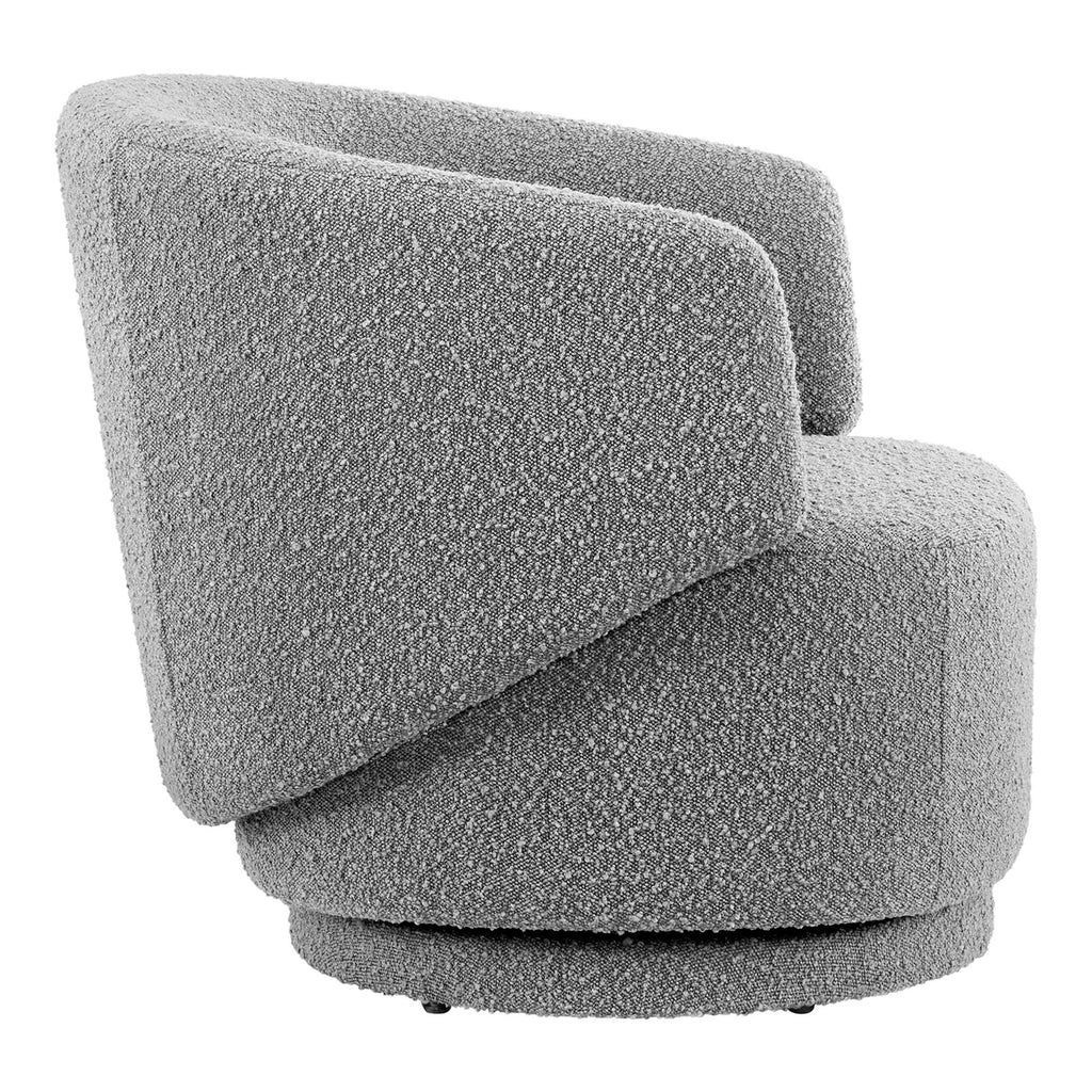 Celestia Boucle Fabric Swivel Chair - Light Gray