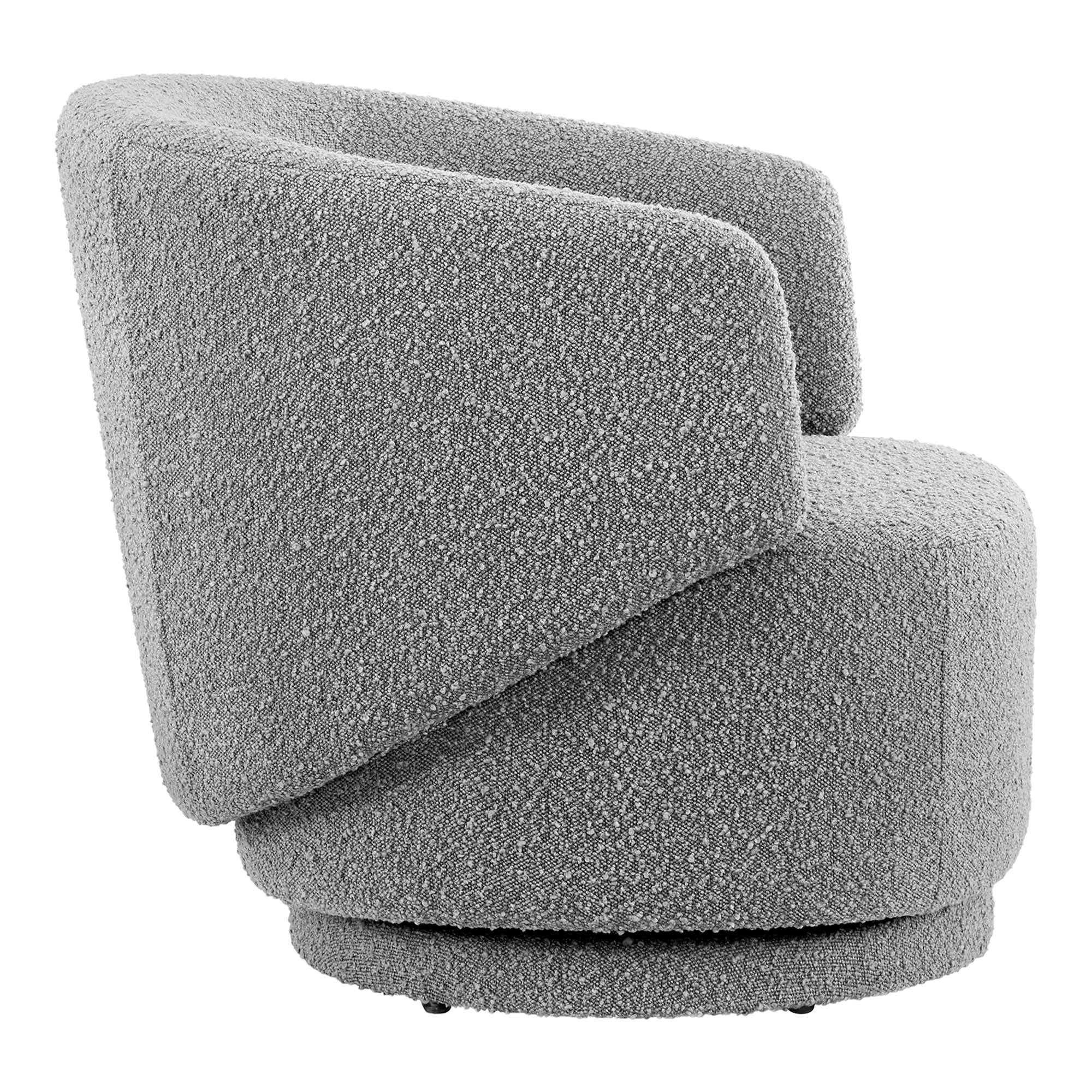 Celestia Boucle Fabric Swivel Chair - Light Gray