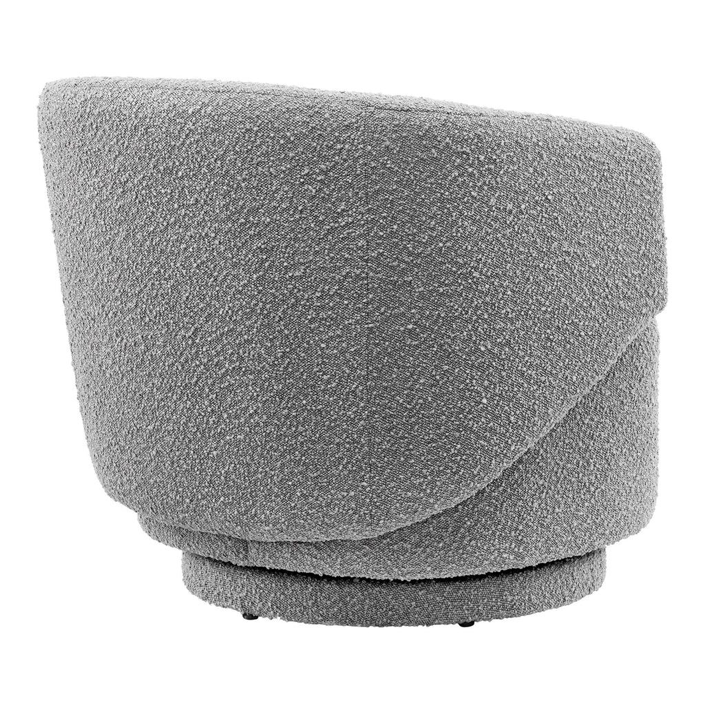 Celestia Boucle Fabric Swivel Chair - Light Gray