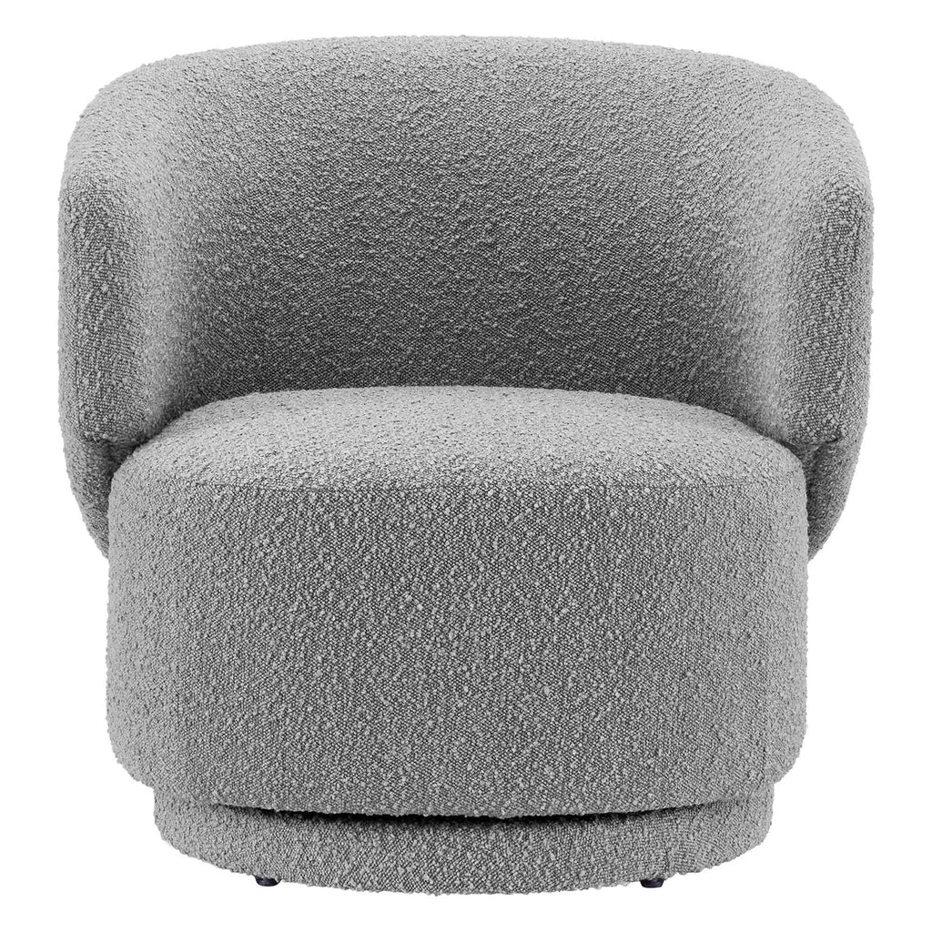 Celestia Boucle Fabric Swivel Chair - Light Gray