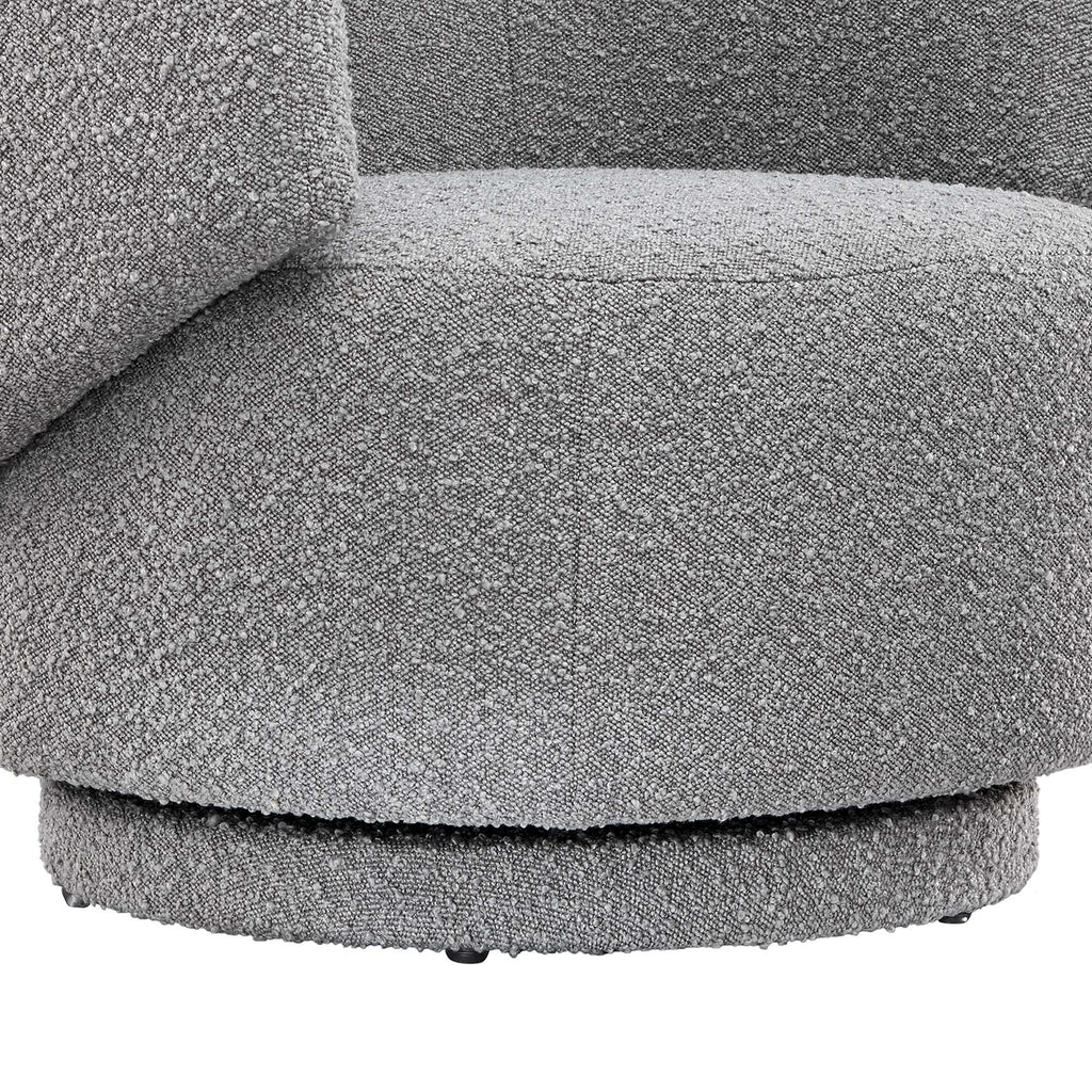 Celestia Boucle Fabric Swivel Chair - Light Gray