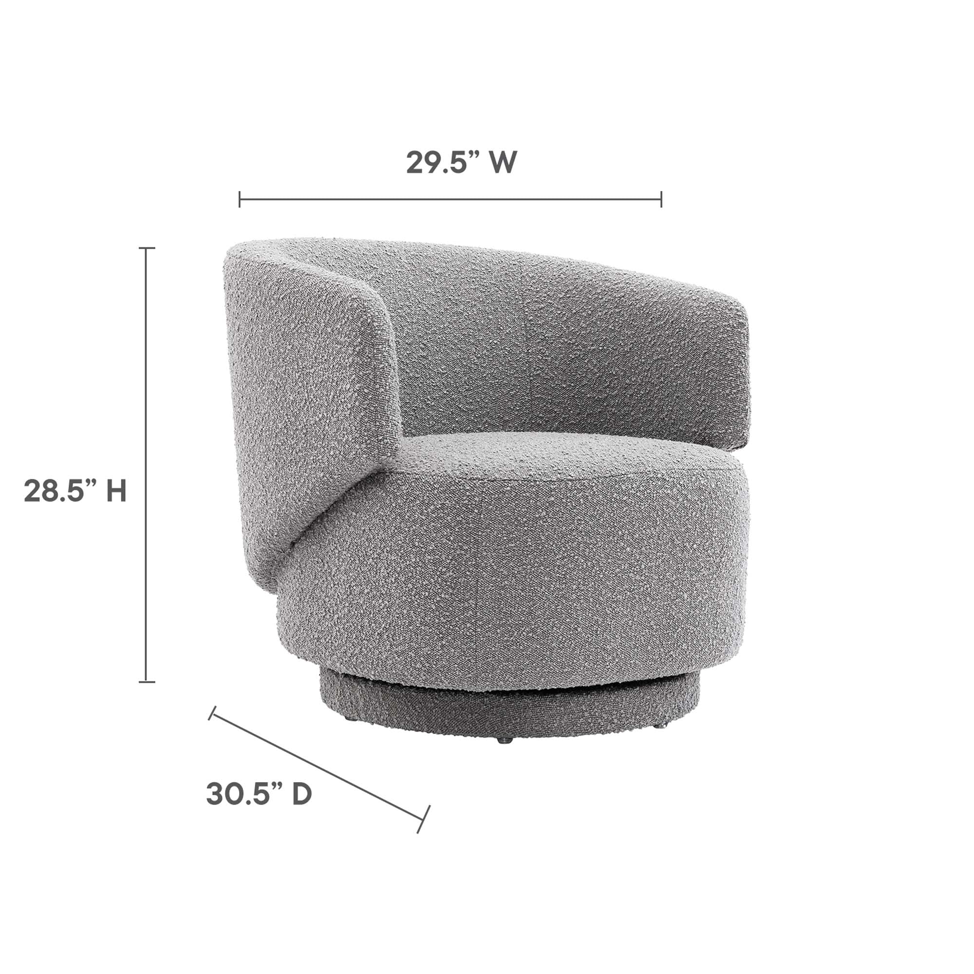 Celestia Boucle Fabric Swivel Chair - Light Gray