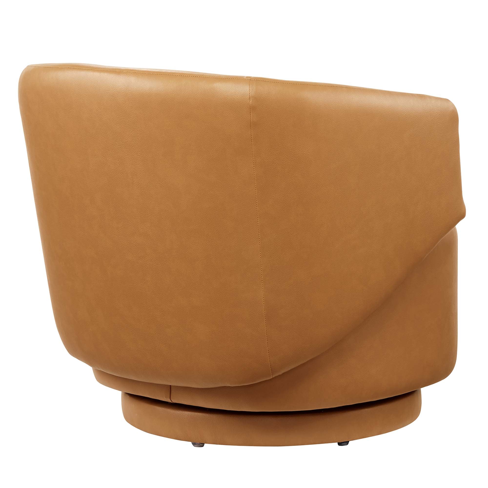 Celestia Vegan Leather Fabric and Wood Swivel Chair - Tan