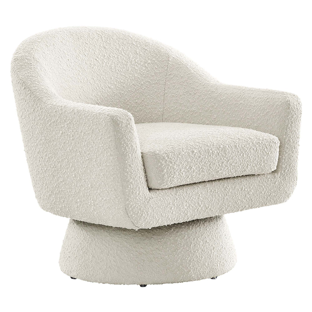 Astral Boucle Fabric Swivel Chair - Ivory