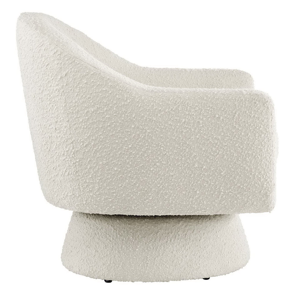 Astral Boucle Fabric Swivel Chair - Ivory