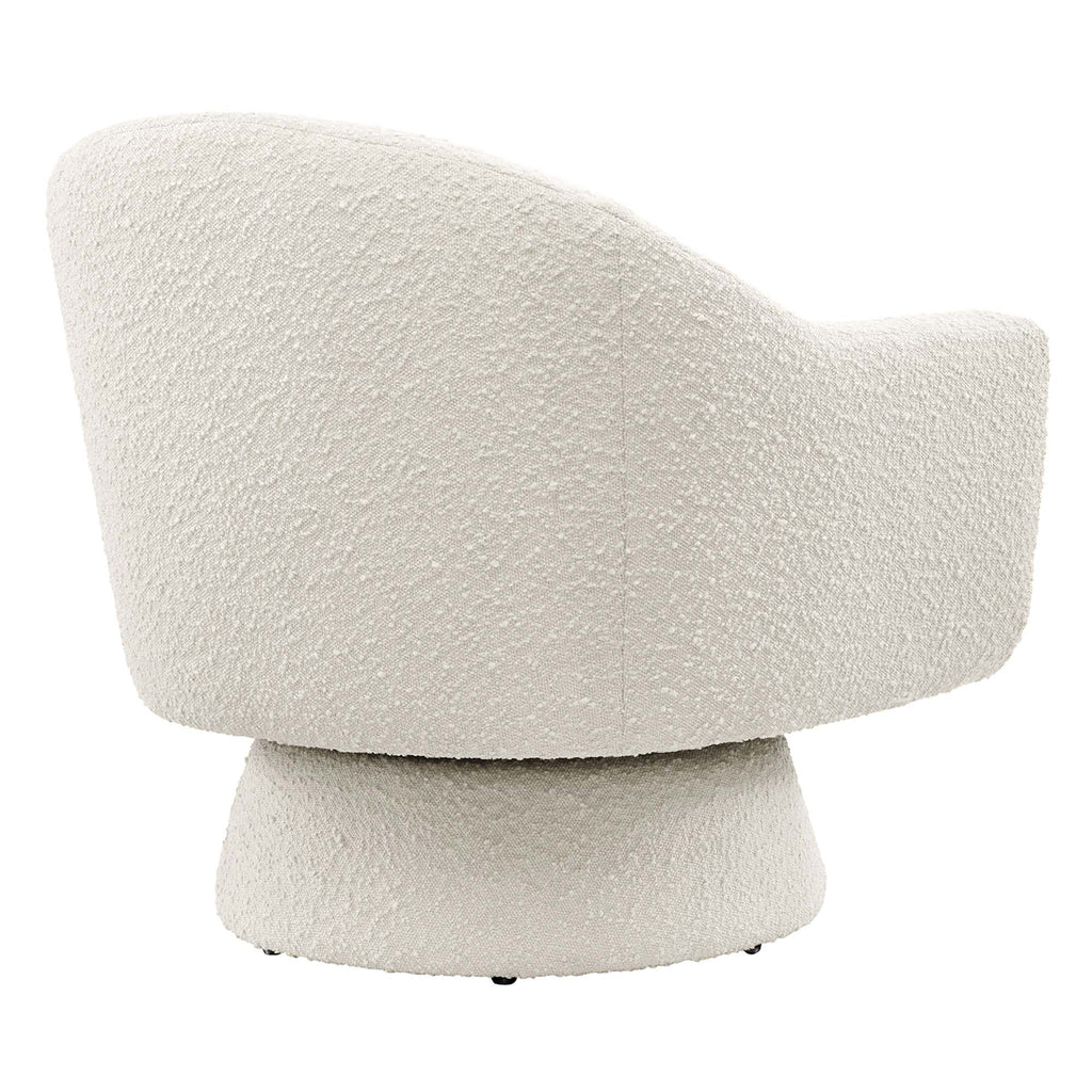 Astral Boucle Fabric Swivel Chair - Ivory