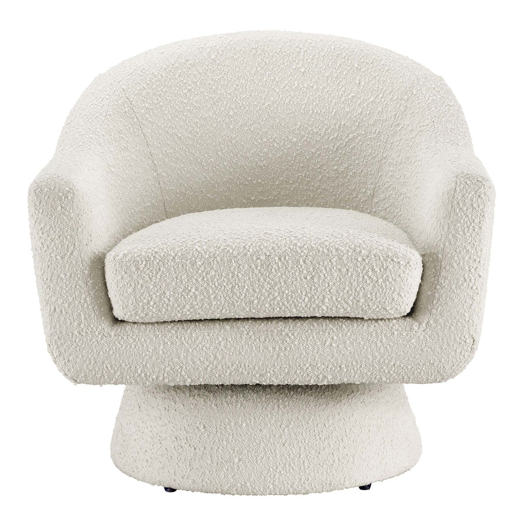 Astral Boucle Fabric Swivel Chair - Ivory