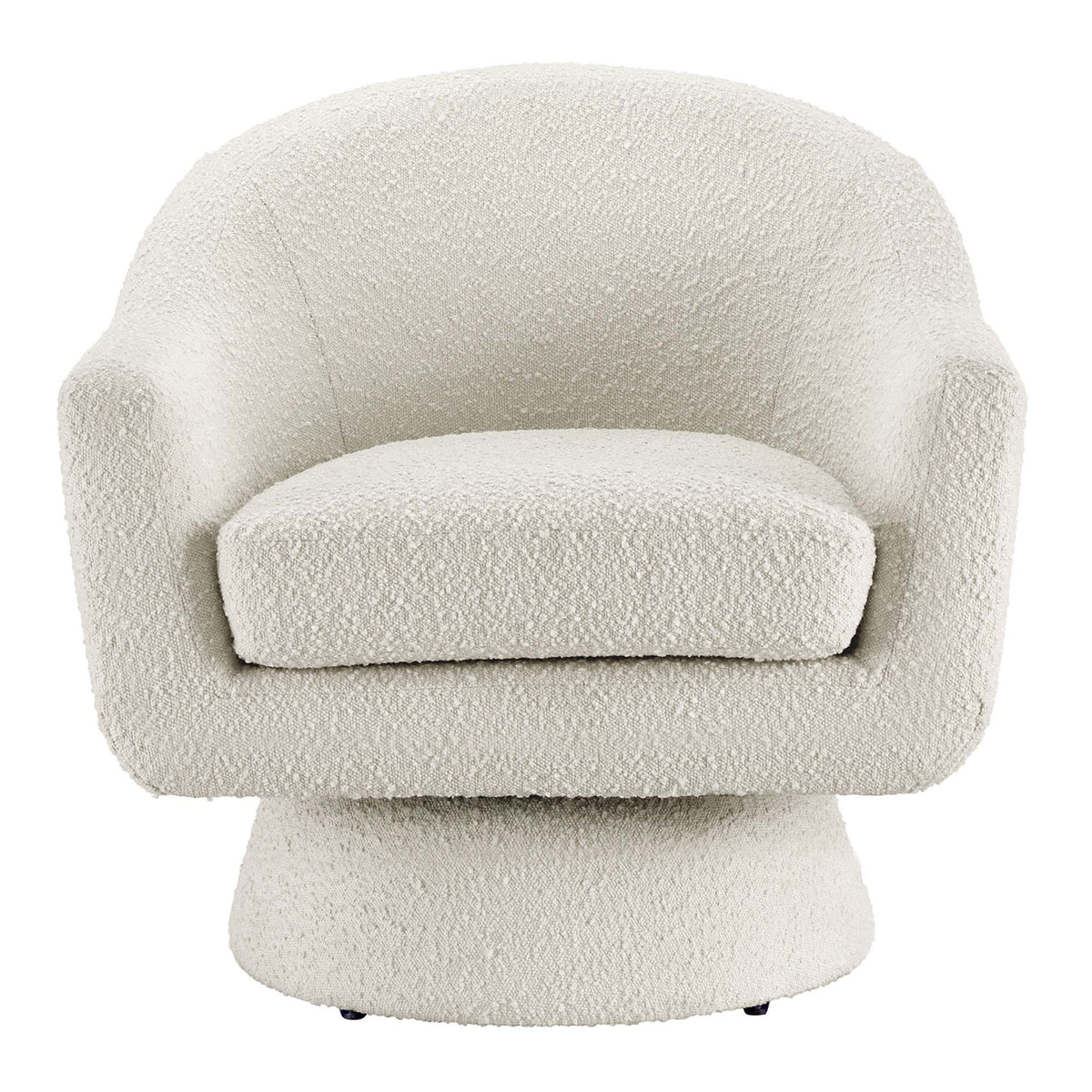 Astral Boucle Fabric Swivel Chair - Ivory