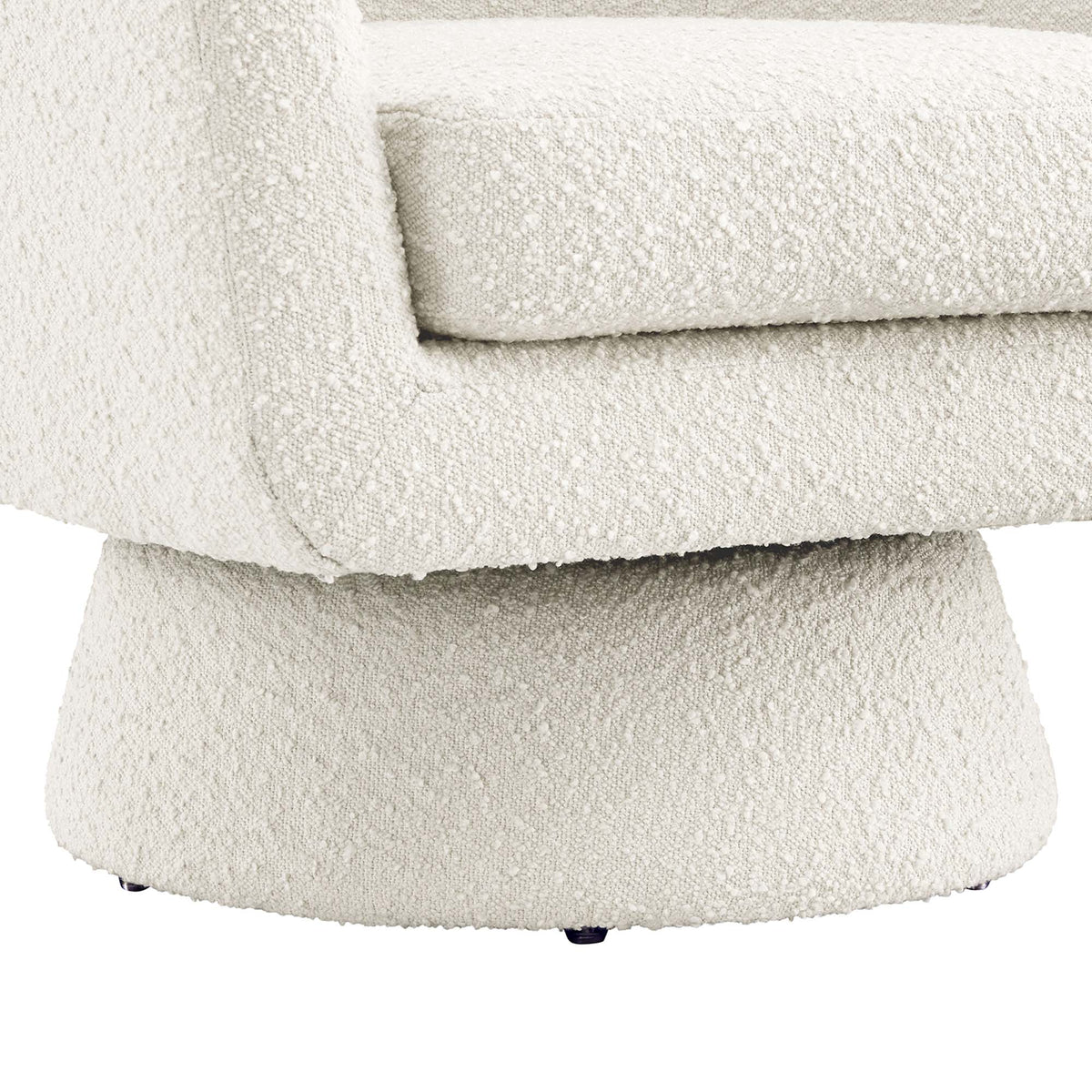 Astral Boucle Fabric Swivel Chair - Ivory