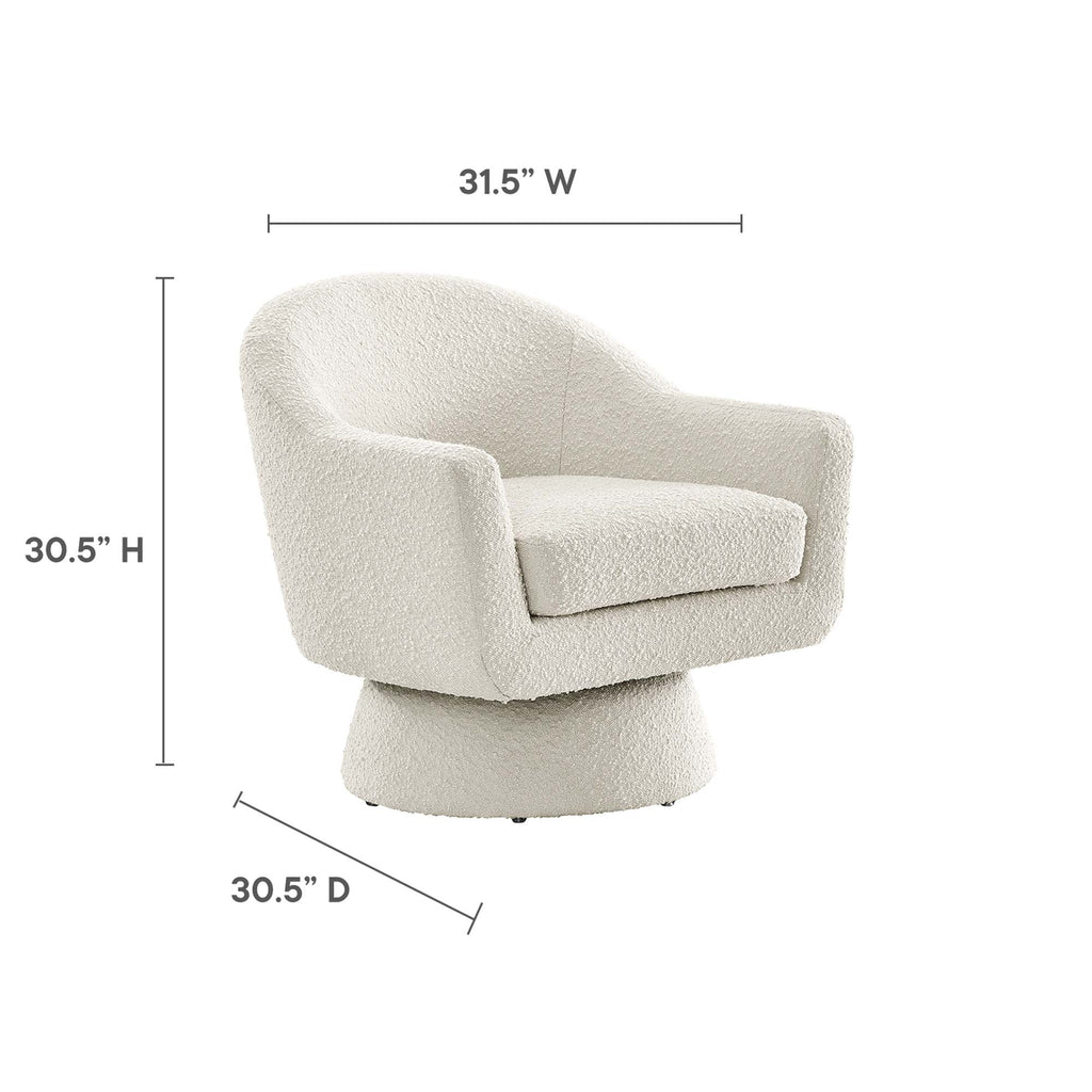 Astral Boucle Fabric Swivel Chair - Ivory