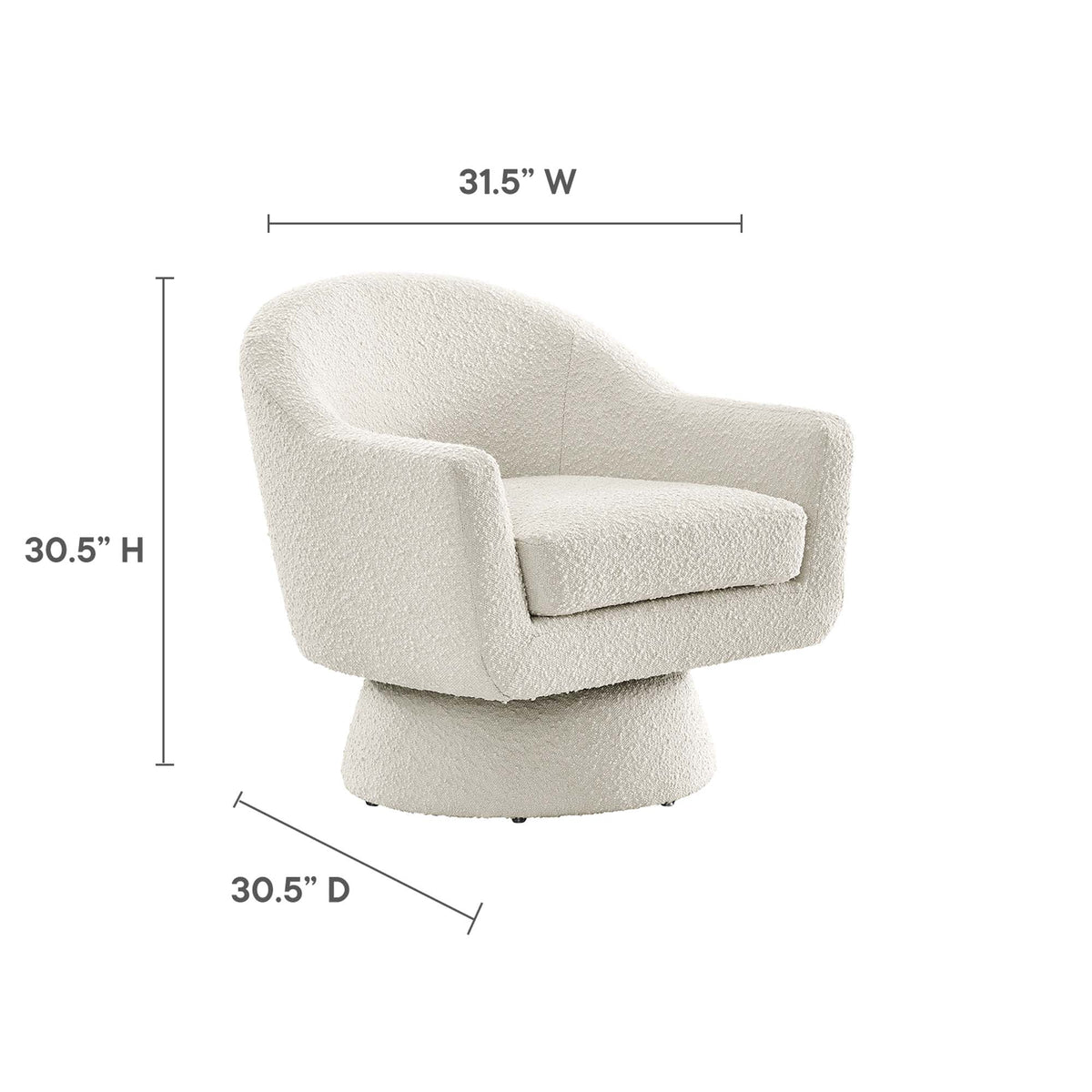 Astral Boucle Fabric Swivel Chair - Ivory