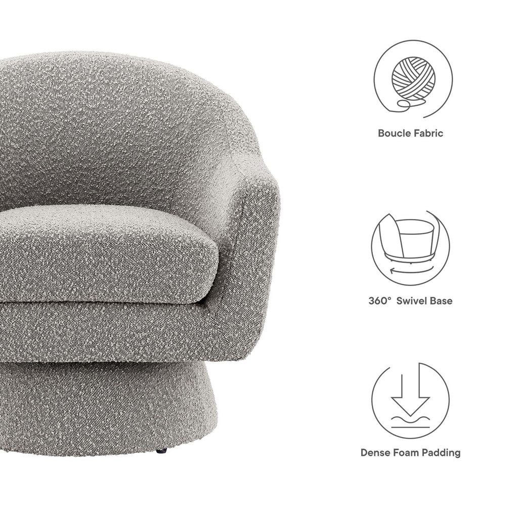 Astral Boucle Fabric Swivel Chair - Taupe