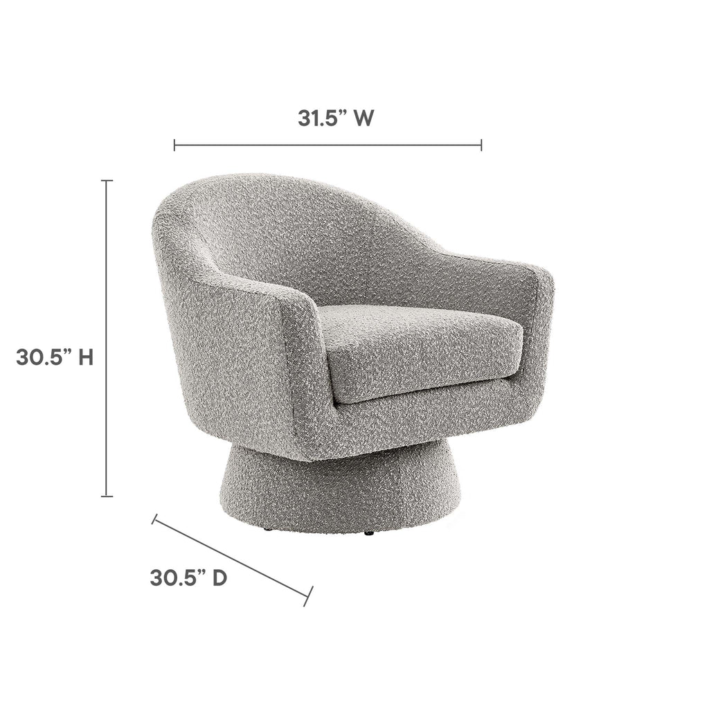 Astral Boucle Fabric Swivel Chair - Taupe