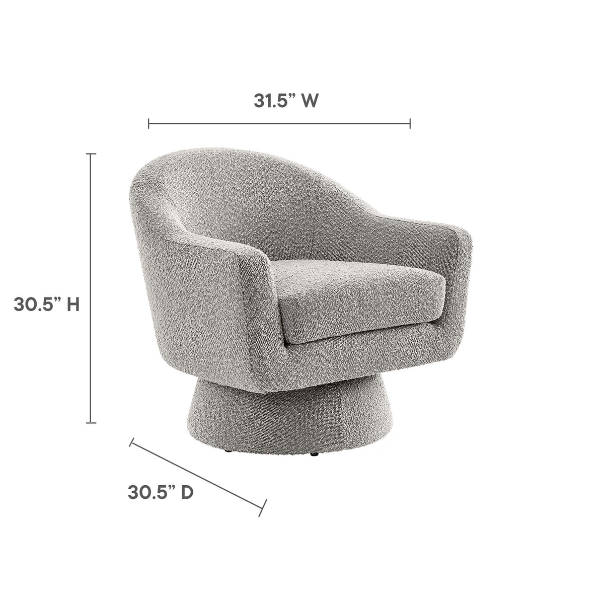 Astral Boucle Fabric Swivel Chair - Taupe