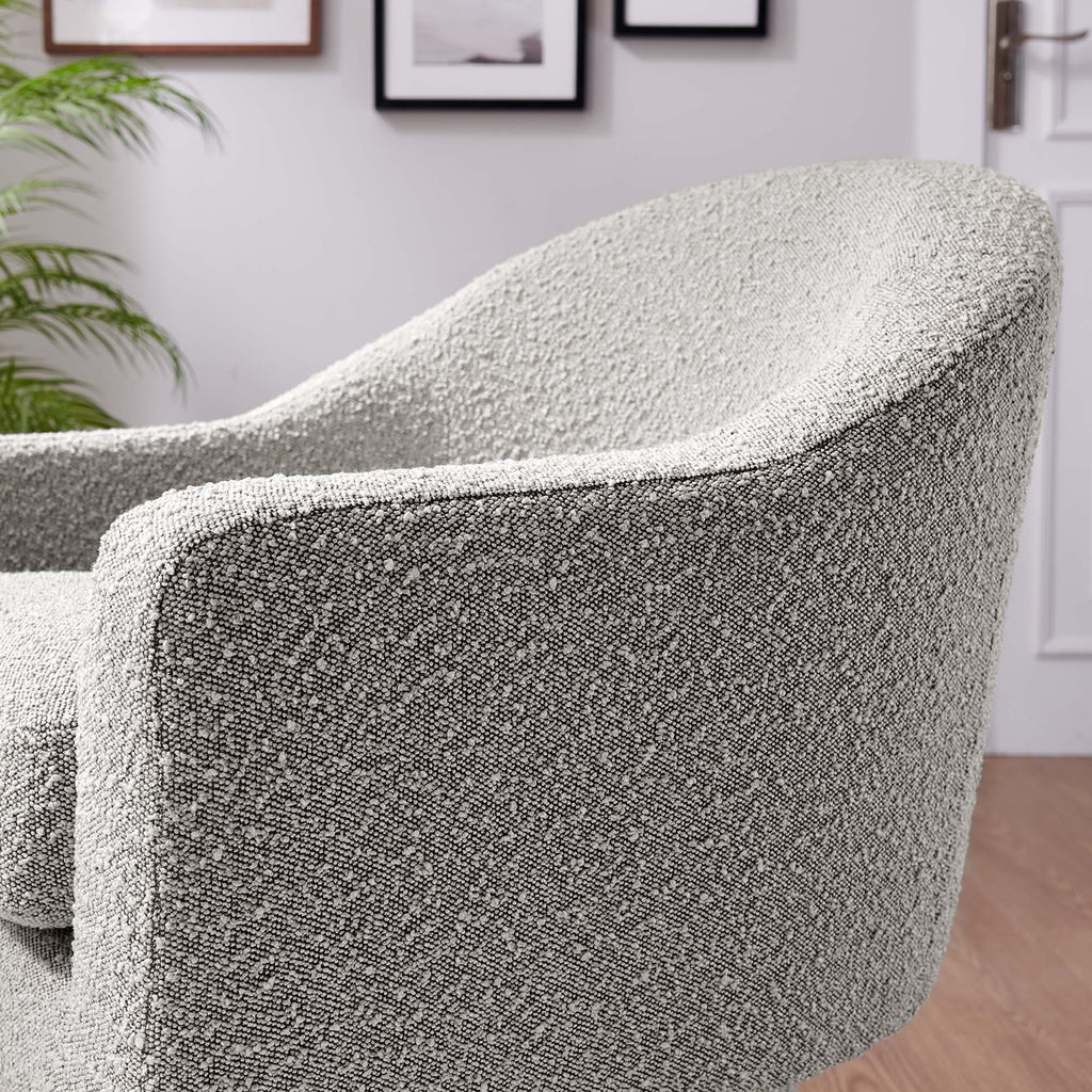 Astral Boucle Fabric Swivel Chair - Taupe