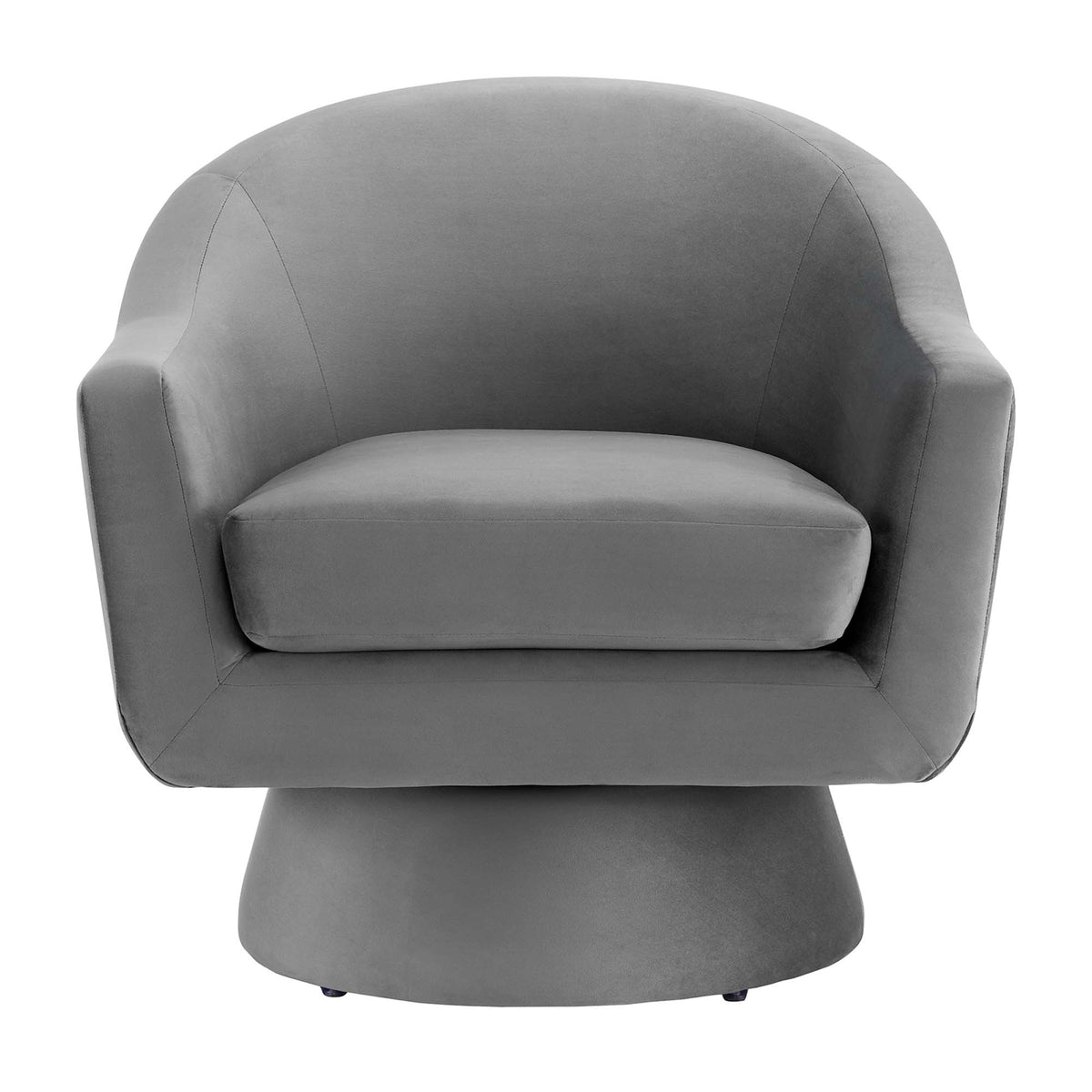 Astral Performance Velvet Fabric and Wood Swivel Chair - Gray