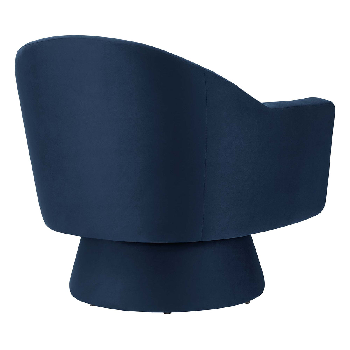 Astral Performance Velvet Fabric and Wood Swivel Chair - Midnight Blue