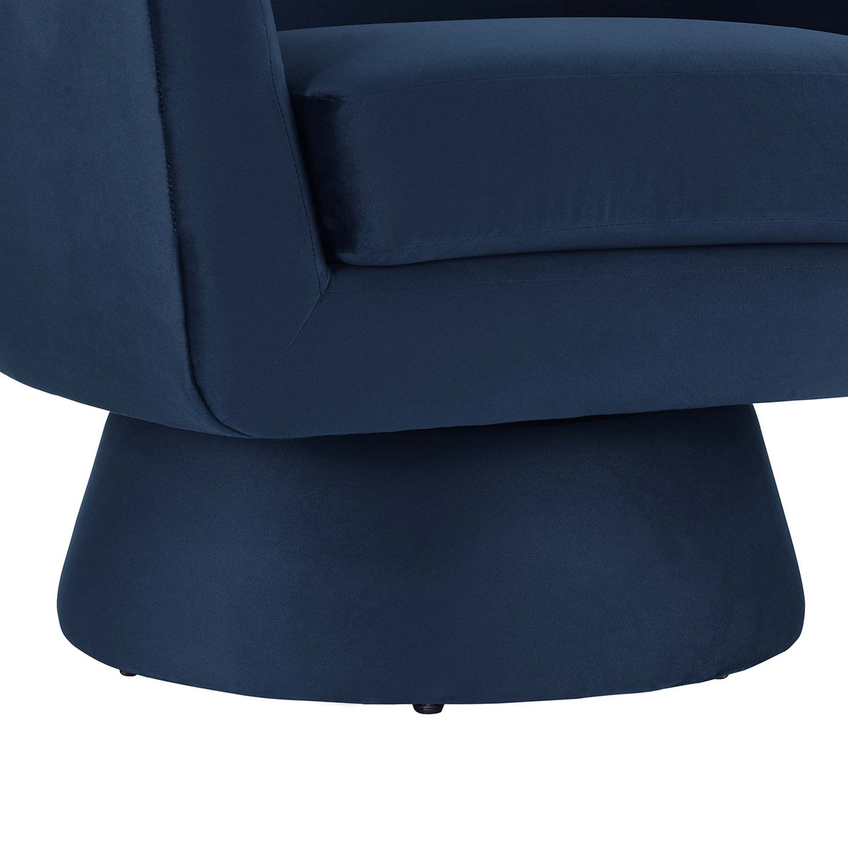 Astral Performance Velvet Fabric and Wood Swivel Chair - Midnight Blue