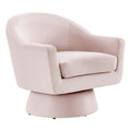 Astral Performance Velvet Fabric and Wood Swivel Chair - Pink