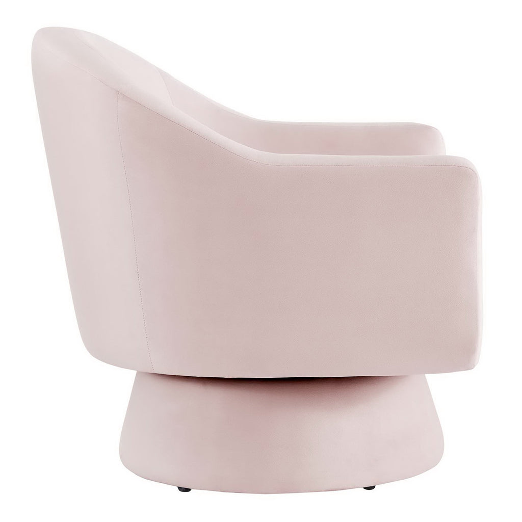 Astral Performance Velvet Fabric and Wood Swivel Chair - Pink