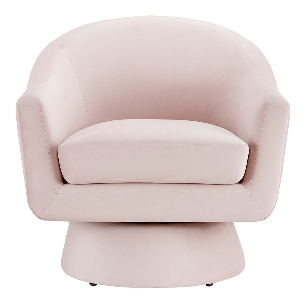 Astral Performance Velvet Fabric and Wood Swivel Chair - Pink