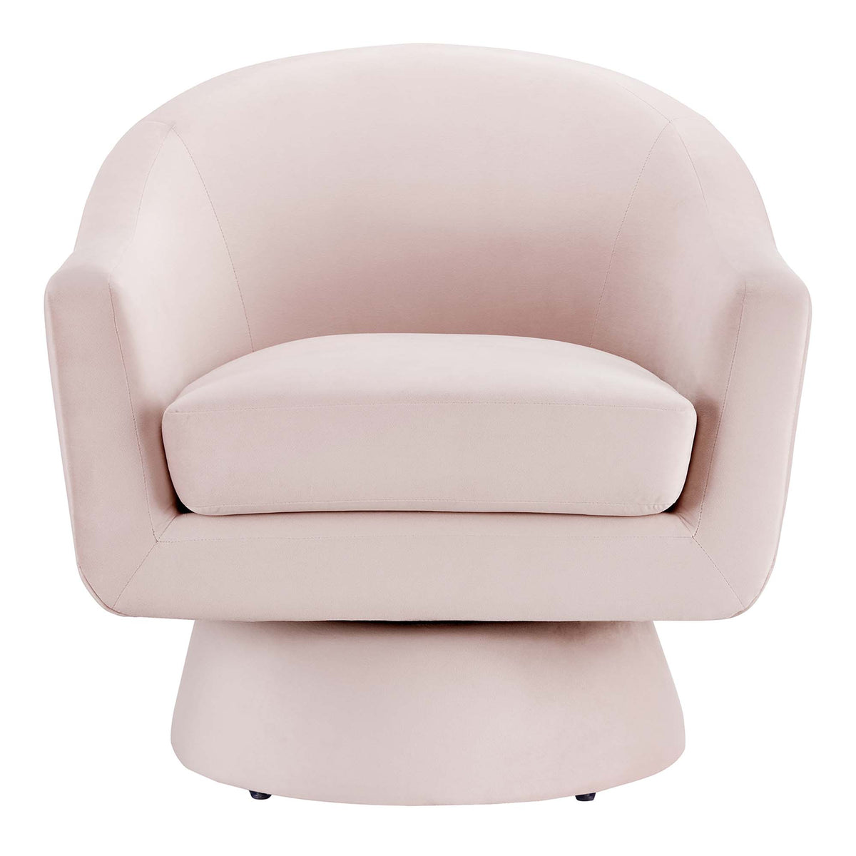 Astral Performance Velvet Fabric and Wood Swivel Chair - Pink