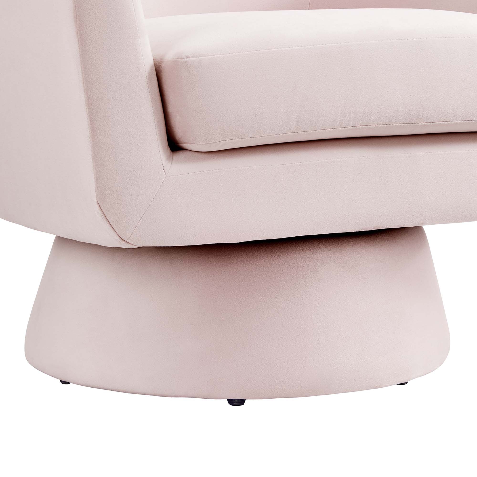 Astral Performance Velvet Fabric and Wood Swivel Chair - Pink