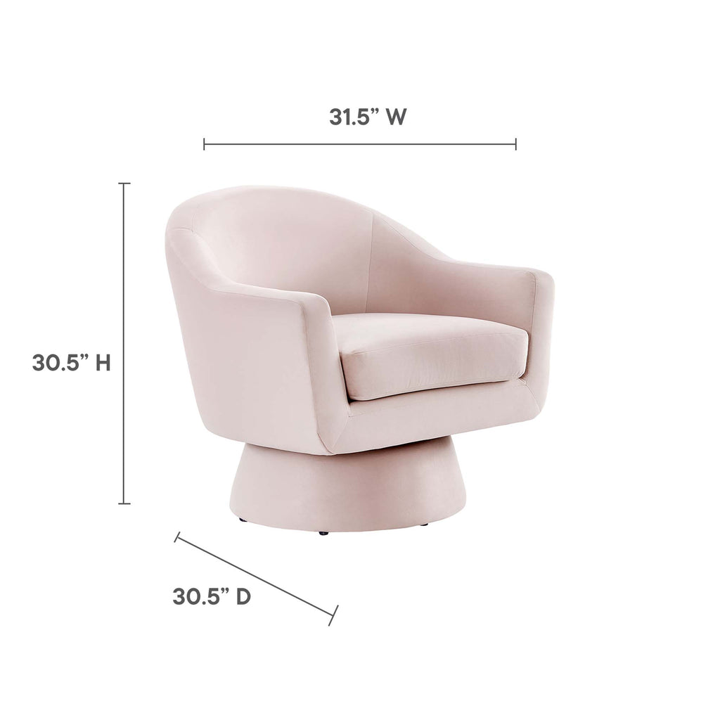 Astral Performance Velvet Fabric and Wood Swivel Chair - Pink