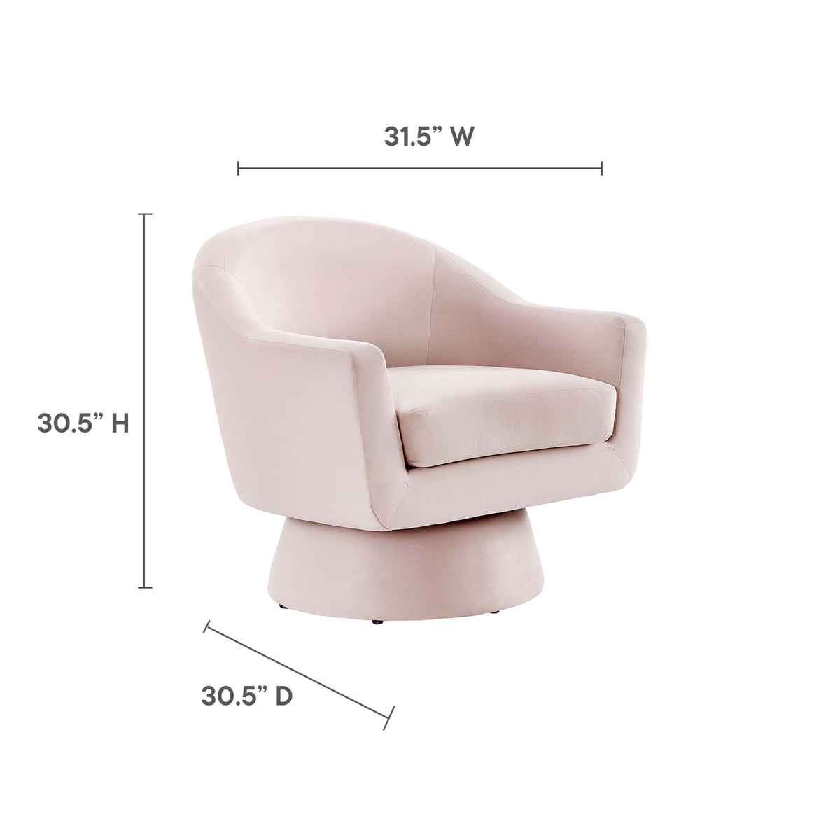Astral Performance Velvet Fabric and Wood Swivel Chair - Pink