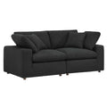 Commix Down Filled Overstuffed Boucle Fabric Loveseat - Black
