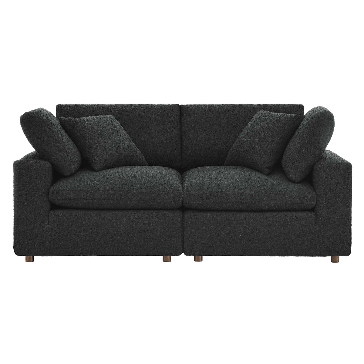 Commix Down Filled Overstuffed Boucle Fabric Loveseat - Black
