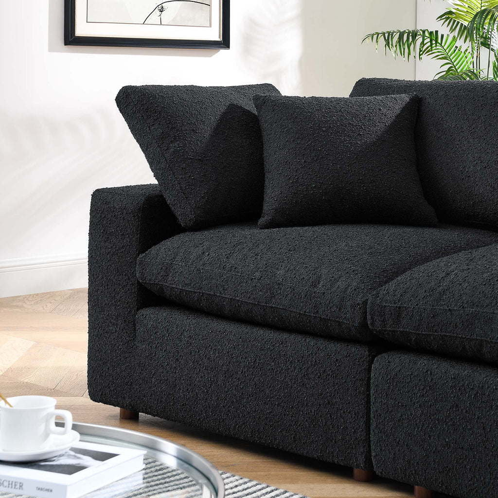 Commix Down Filled Overstuffed Boucle Fabric Loveseat - Black