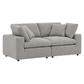 Commix Down Filled Overstuffed Boucle Fabric Loveseat - Light Gray