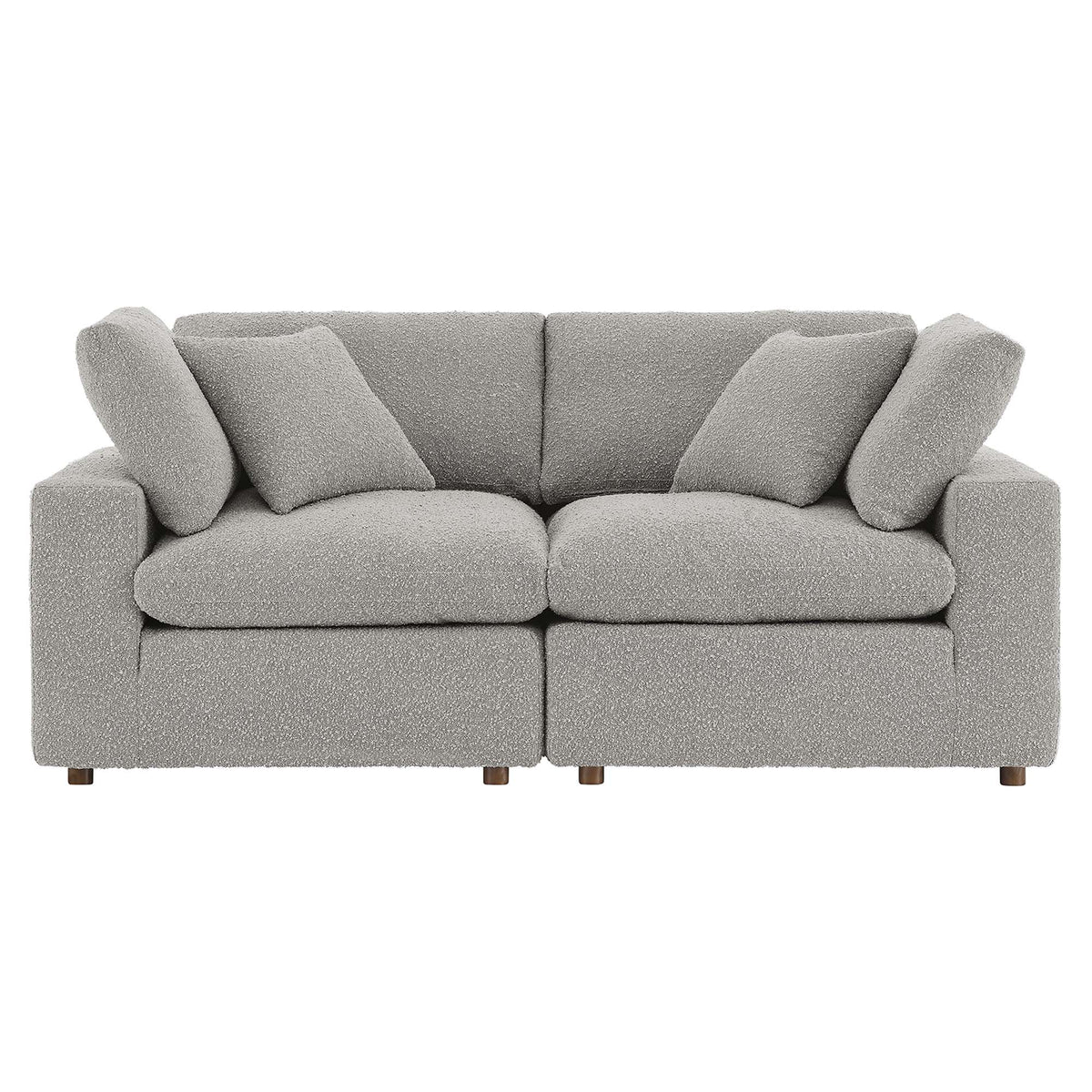Commix Down Filled Overstuffed Boucle Fabric Loveseat - Light Gray