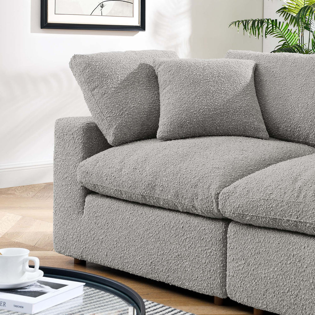 Commix Down Filled Overstuffed Boucle Fabric Loveseat - Light Gray