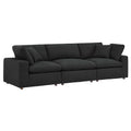 Commix Down Filled Overstuffed Boucle Fabric 3-Seater Sofa - Black